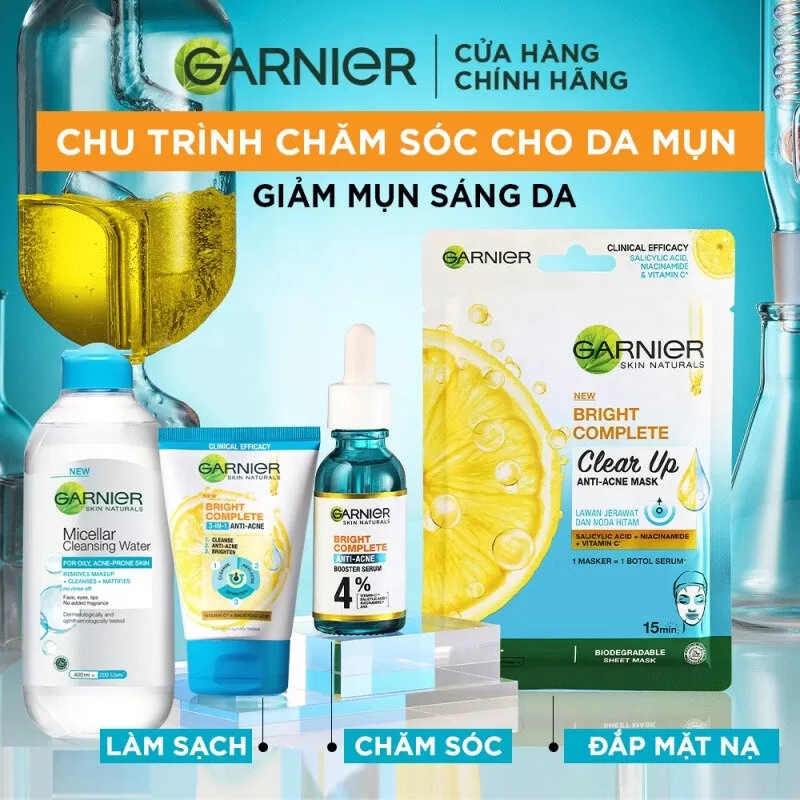 Serum Garnier Giảm Mụn Mờ Thâm Cho Da Dầu, Mụn 30ml